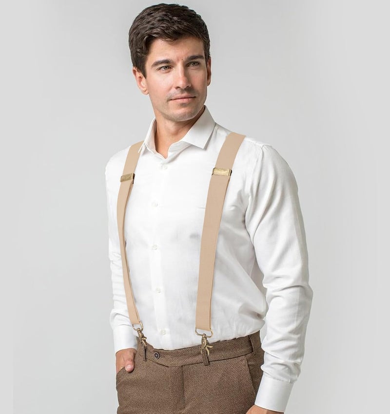 Fasker Suspenders for Men Heavy Duty 1.4 Inch Adjustable Elastic Straps X-Back Mens Suspenders - Image 2